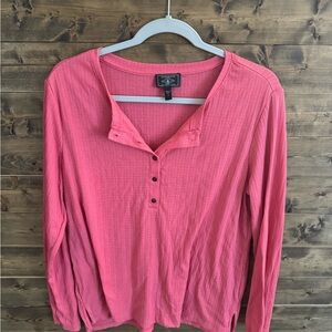 G.H. Bass & Co. Coral Pink Ribbed Henley Long-Sleeve Top